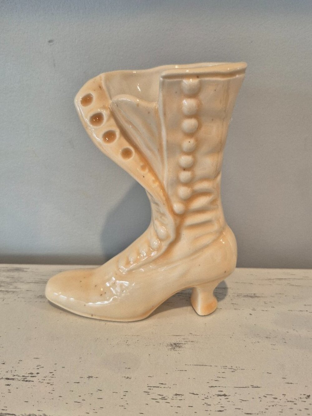 Vintage White/Cream victorian Womens Boot Vase